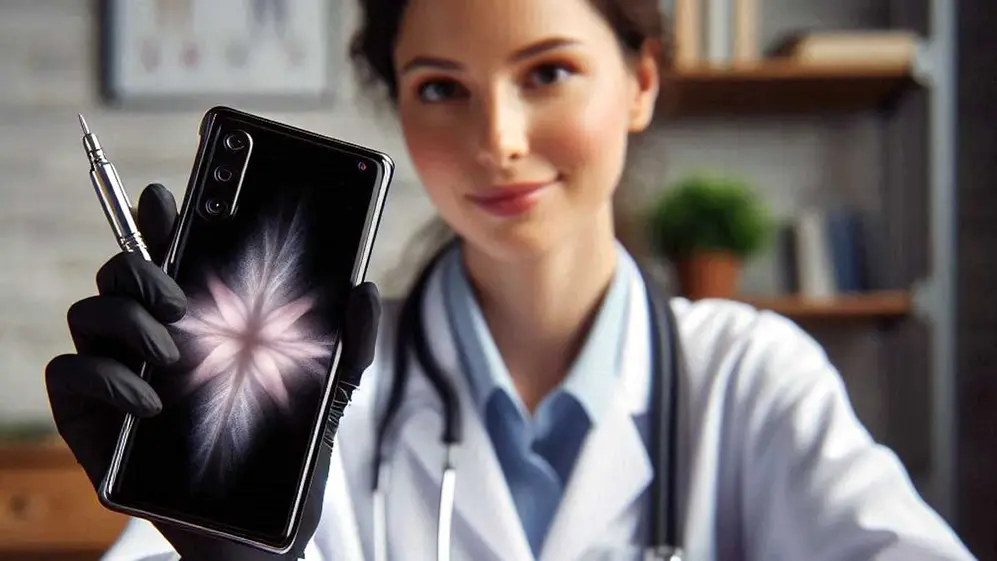 Los médicos y profesionales de la salud necesitan celulares que ofrezcan seguridad. Imagen creada con Copilot.