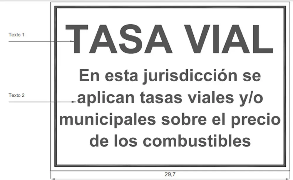 Cartel tasa vial