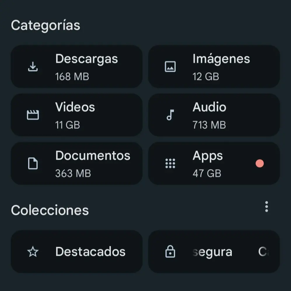 Captura de pantalla de Files de Google. 