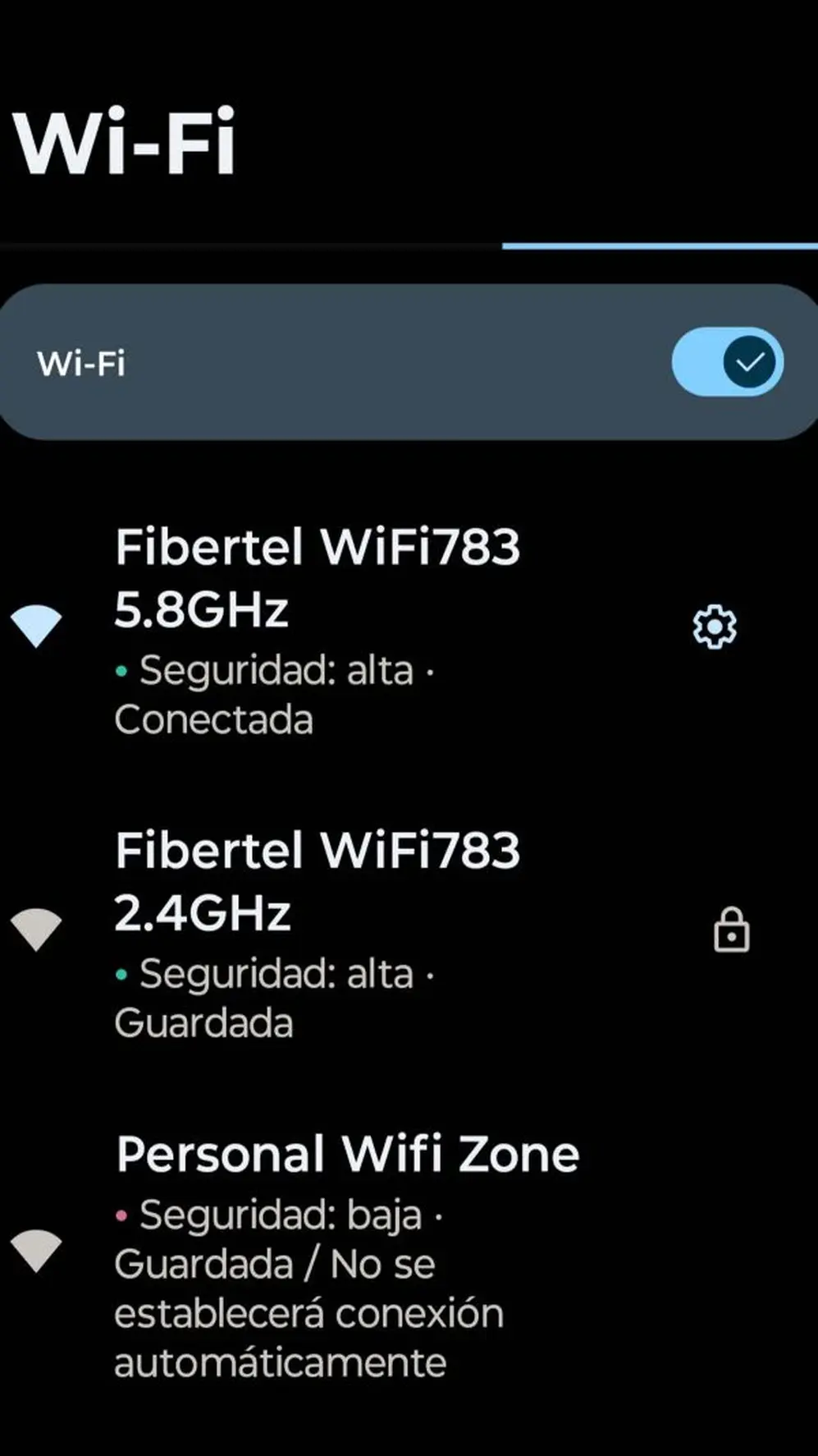 Ajustes de WiFi.