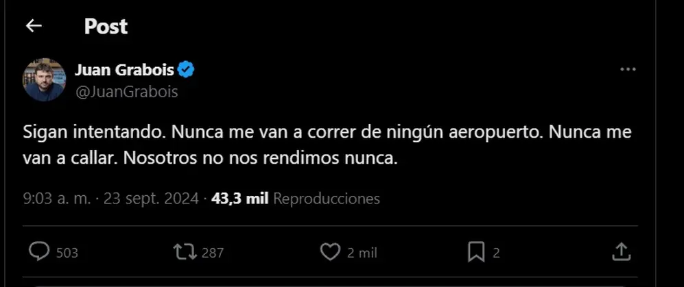 El descargo de Juan Grabois tras los incidentes en Ezeiza