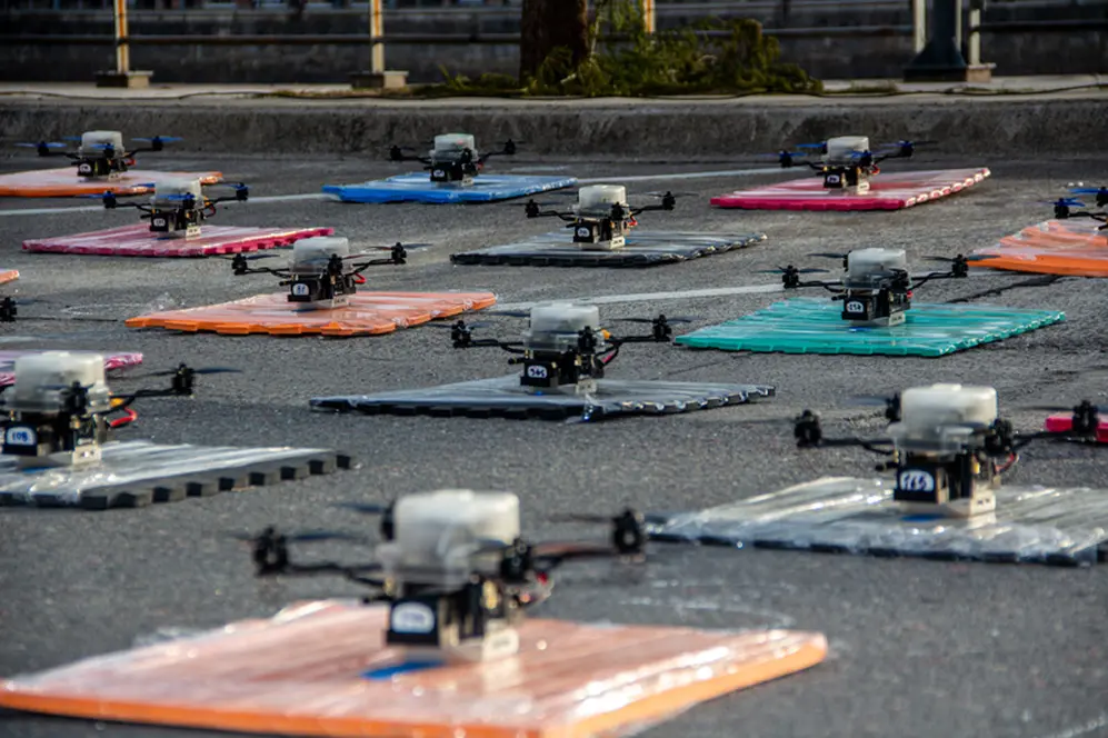 Algunos de los drones usados en Puerto Madero.