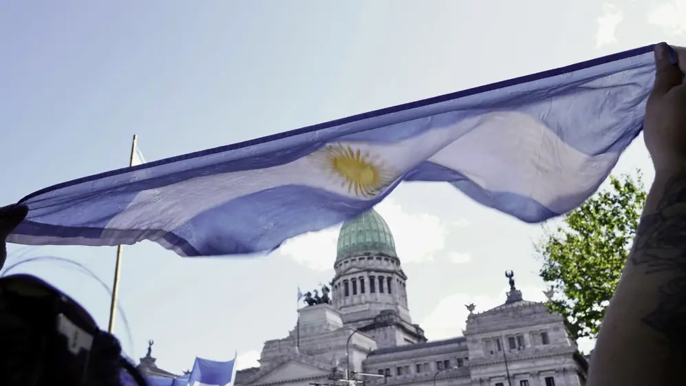 Un de las postales de la marcha universitaria frente al Congreso de la Nación