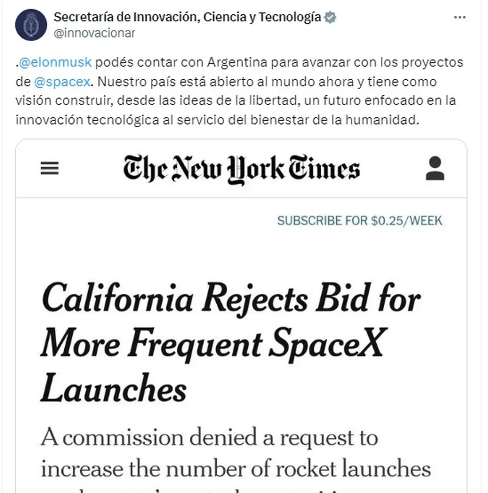 El mensaje del Gobierno a Elon Musk