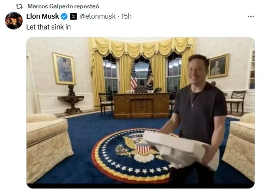 Uno de los mensajes de Elon Musk que reposteó Marcos Galperin