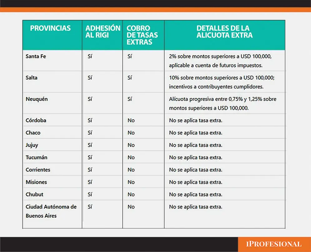 Las provincias que se sumaron al RIGI y las que cobrarán una tasa extra.
