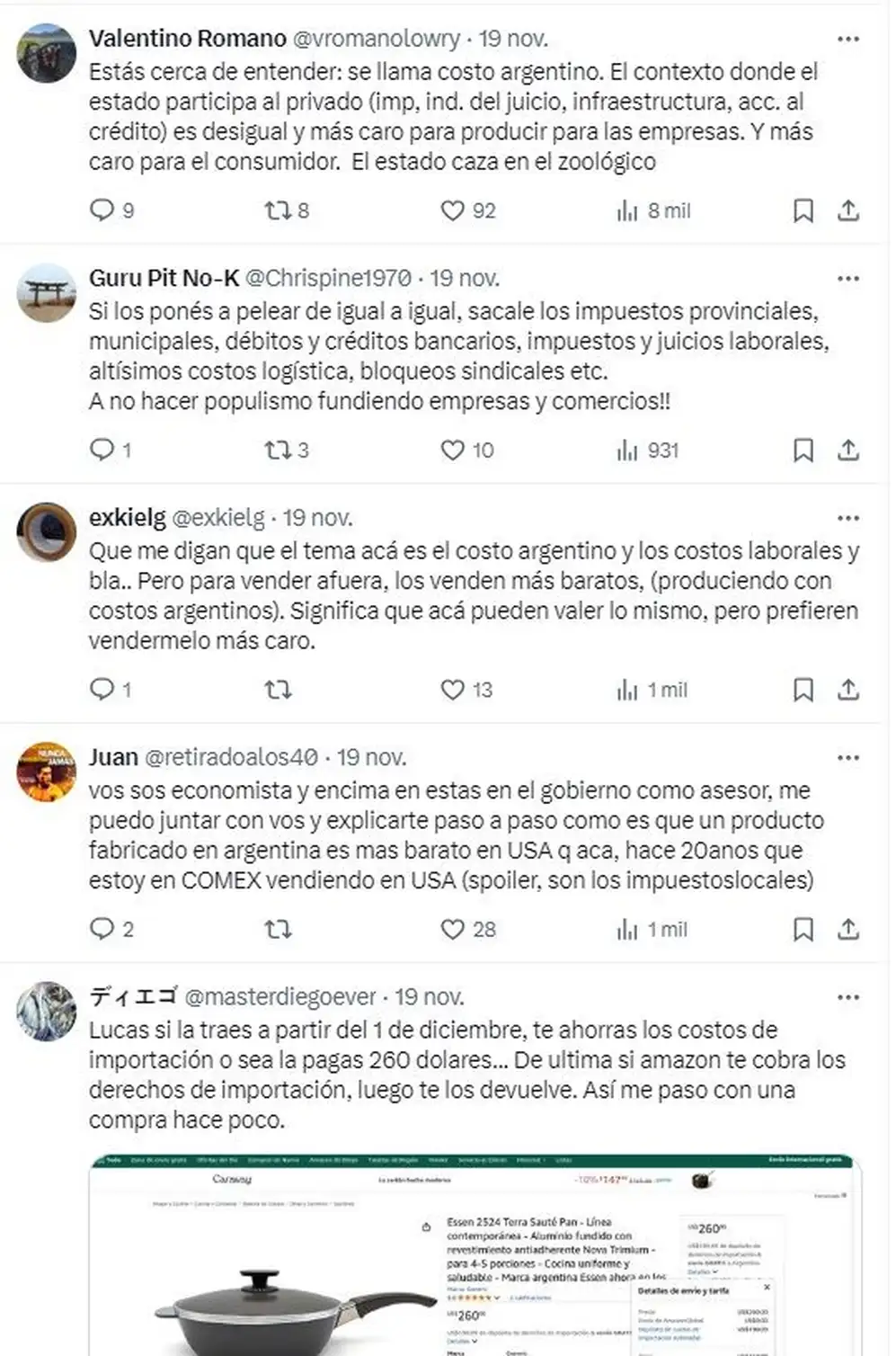 Los comentarios en redes sobre el precio de las ollas Essen