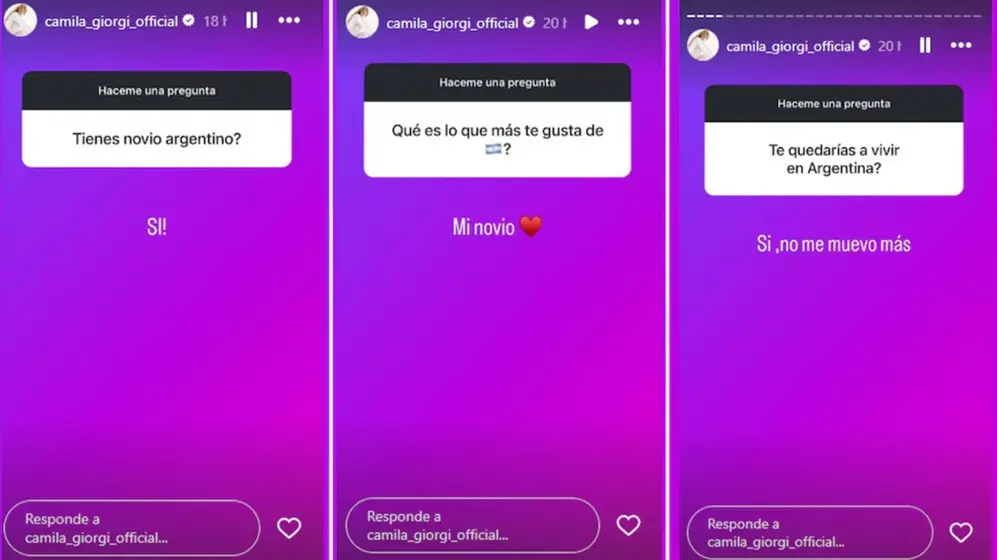 Camila Giorgi respondió preguntas de sus fans en Instagram.