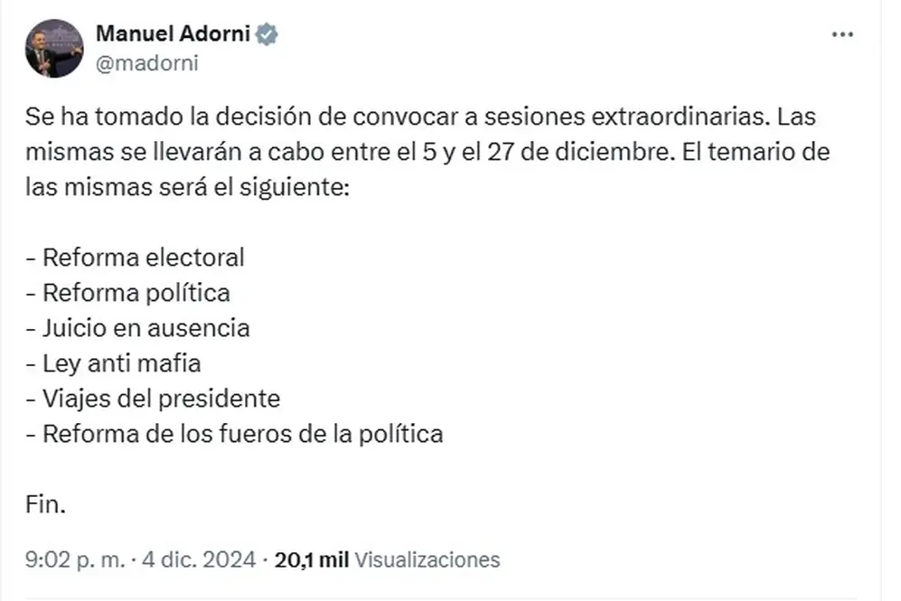 El mensaje de Manuel Adorni