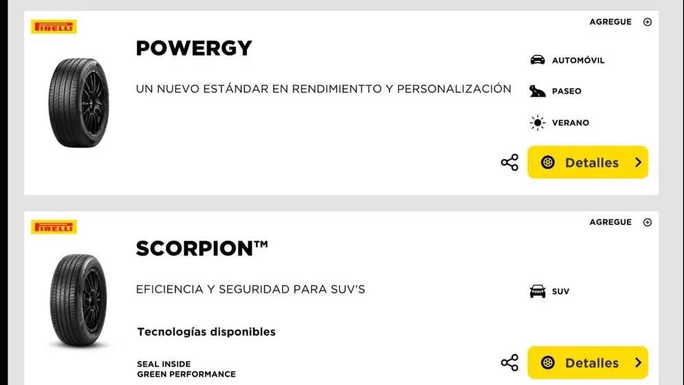 Ficha de neumáticos Scorpion.
