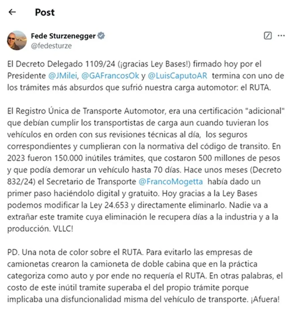 Sturzenegger celebró la eliminación de un 