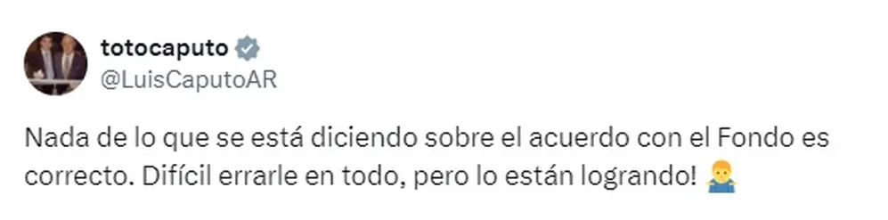 El mensaje de Luis Caputo sobre el acuerdo con el FMI