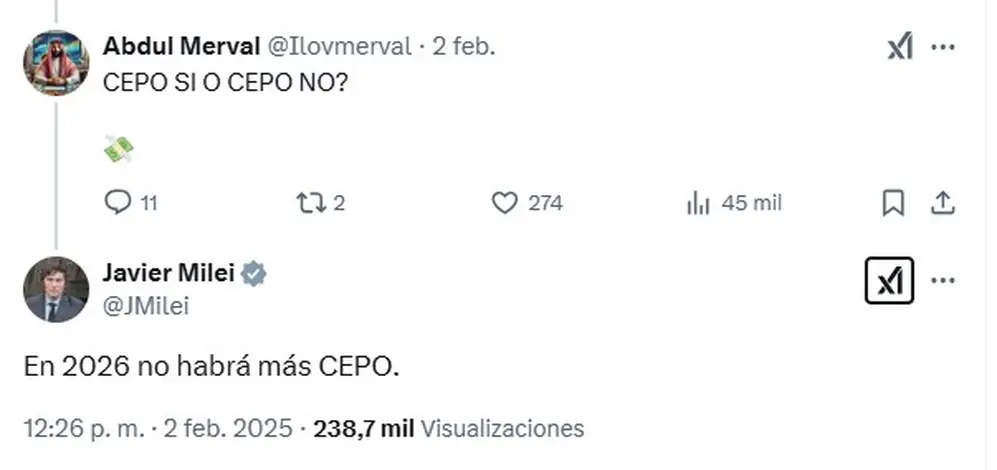 El mensaje de Javier Milei, confirmando que en 2026 no habrá más cepo