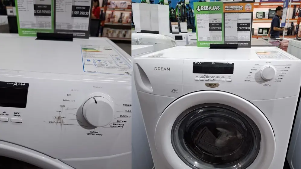 Algunos de los desperfectos en los lavarropas, con precios más baratos en el outlet de Coto
