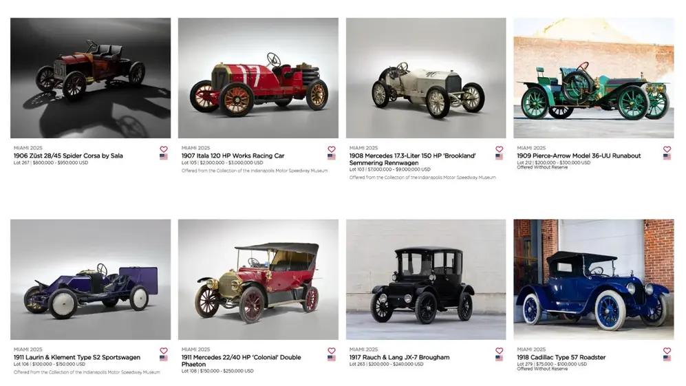 Los autos más antiguos de la subasta de Moda Miami