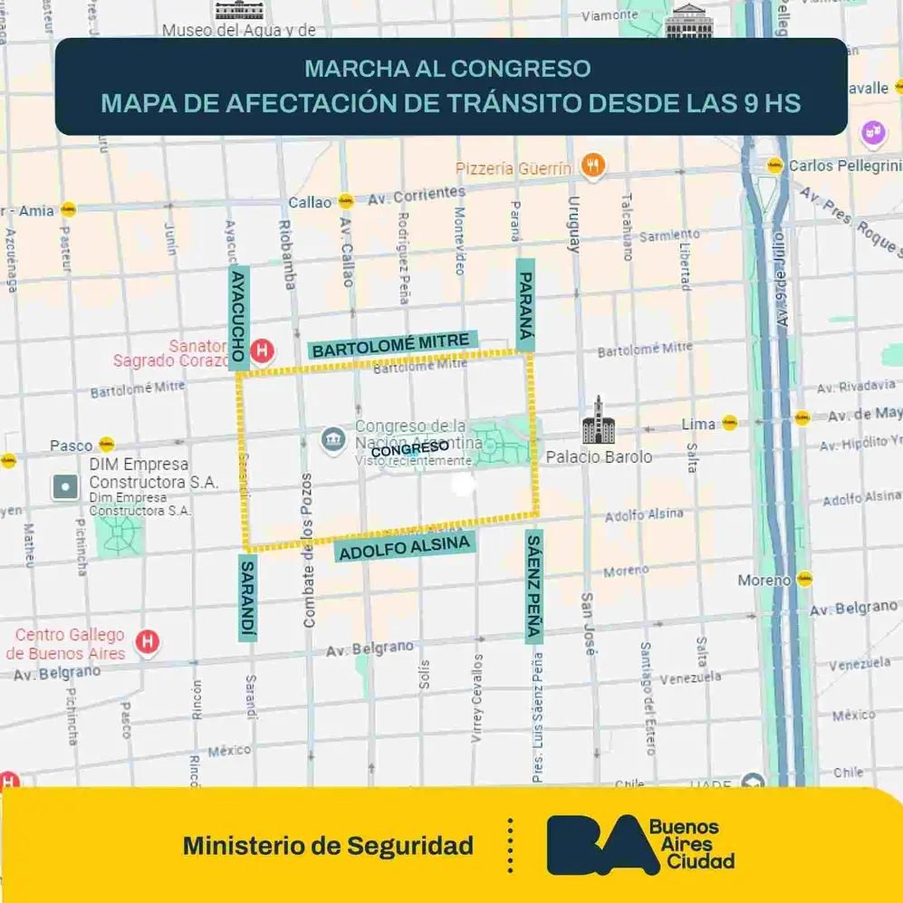 El gobierno porteño difundió cómo serán los cortes de tránsito durante la jornada