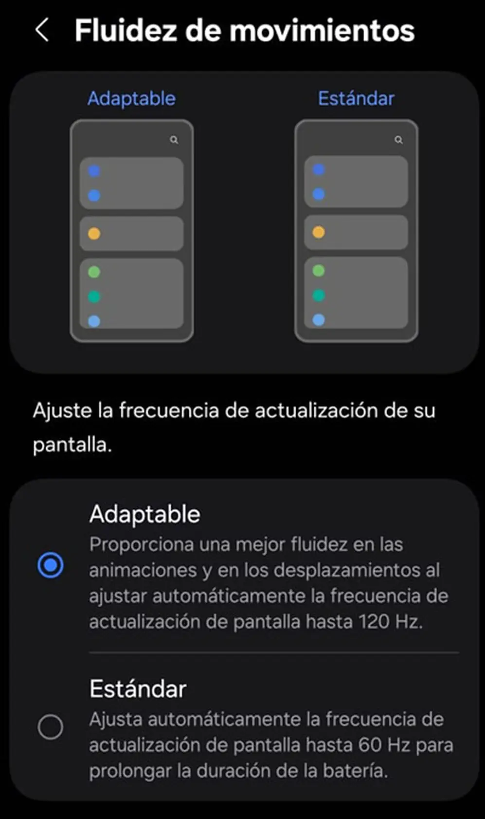 Ajustes de pantalla en Galaxy S25 Ultra