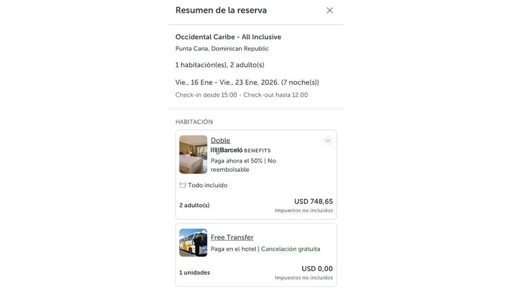 La oferta en cuestión para pasar una semana en enero en Punta Cana