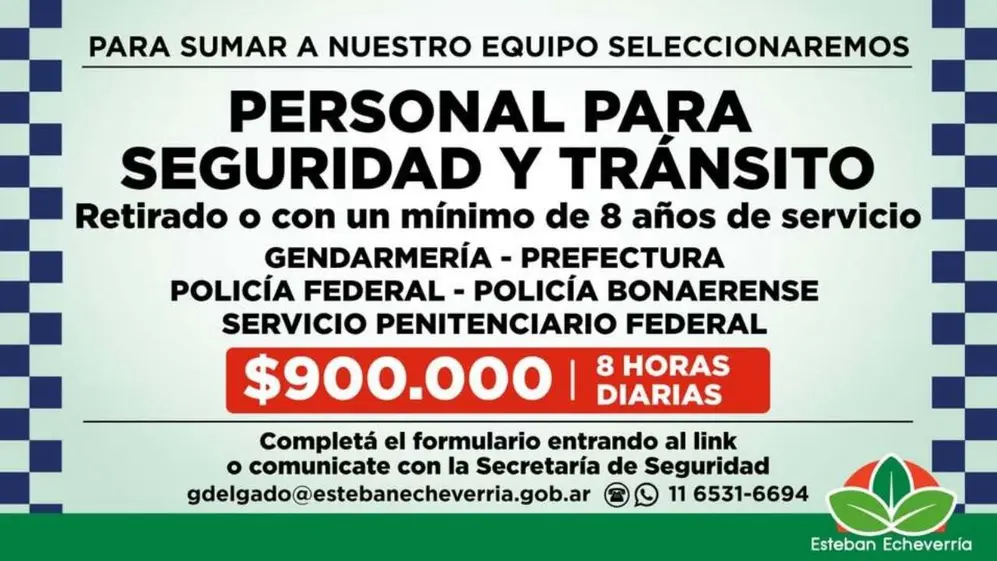 El banner publicado por el municipio para buscar nuevos empleados en seguridad