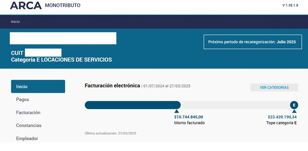 Monotributo ARCA: control online de la facturación