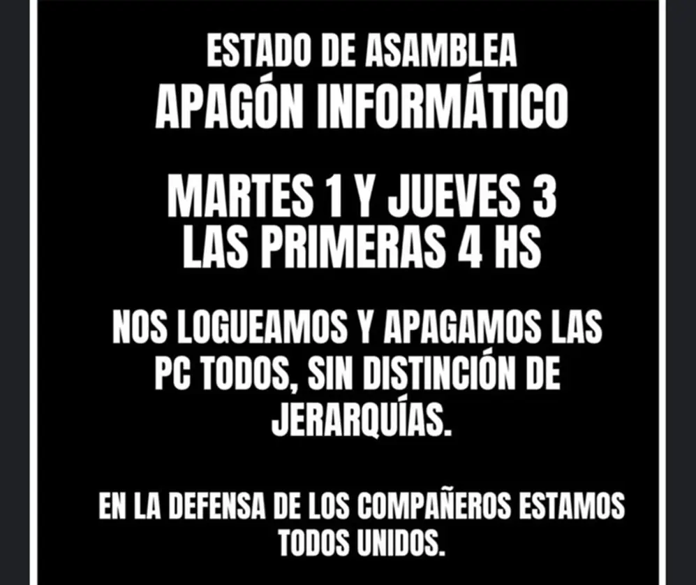 ARCA: gremio realiza apagón informático hasta las 12 y para el jueves próximo
