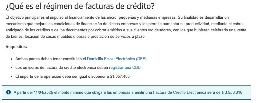 Aumenta el monto mínimo para la emisión de factura de crédito electrónica
