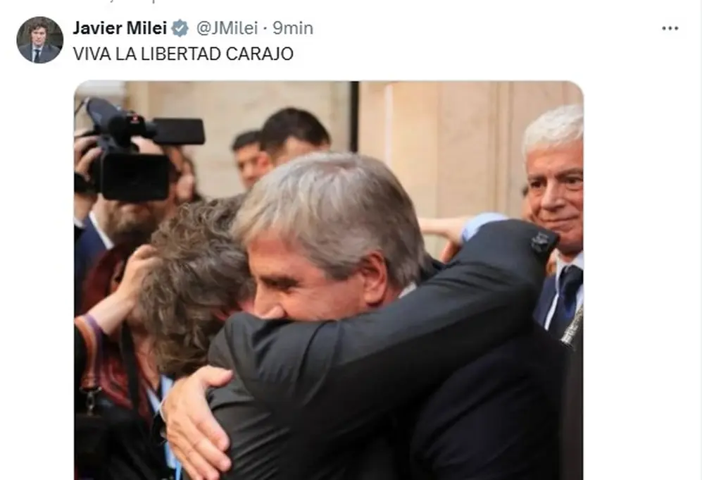 Uno de los mensajes que publicó Javier Milei en redes