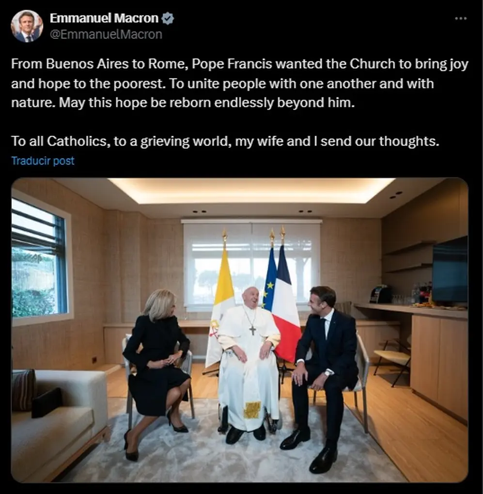 Mensaje de Emmanuel Macron en X