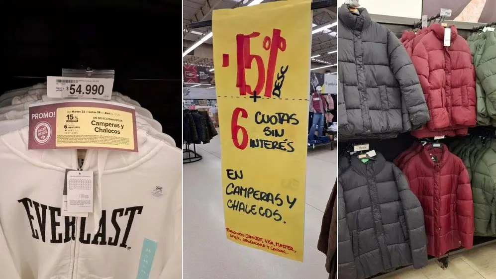 Supermercado Carrefour vende buzos y camperas con descuentos y en cuotas