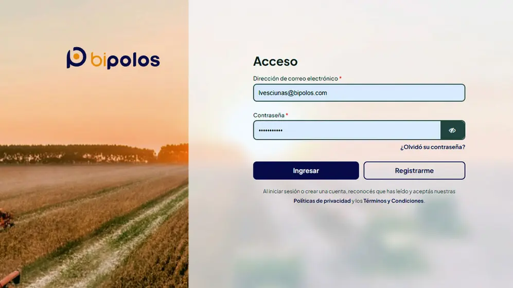 Ingreso a la plataforma de Bipolos.