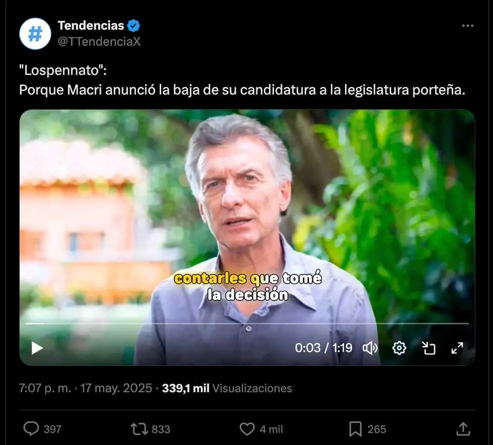 El video que muestra a Macri hablando a cámara fue manipulado con IA