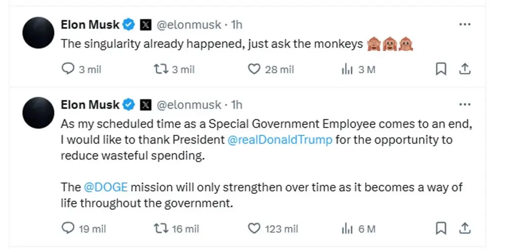 Renuncia de Elon Musk al DOGE del Gobierno de Donald Trump