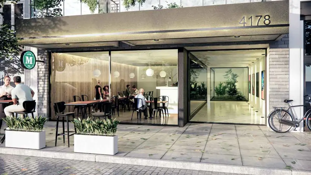 Render del ingreso al hotel en Palermo.