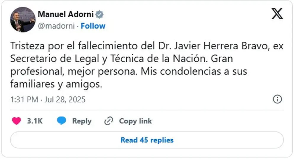 El mensaje de Manuel Adorni