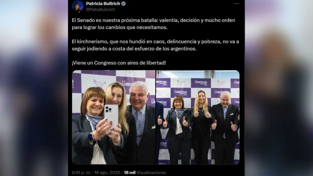 El posteo de Bullrich tras confirmar que será candidata a Senadora por La Libertad Avanza