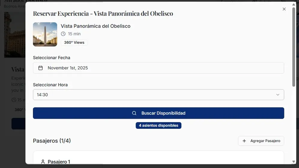 Al ingresar a la página, hay que elegir día y horario para comprobar disponibilidad