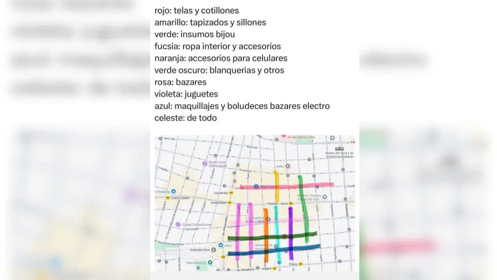 Este fue el mapa sobre los locales de Once que compartieron