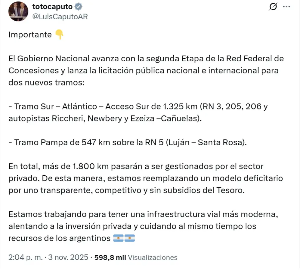 El anuncio de Luis Caputo.
