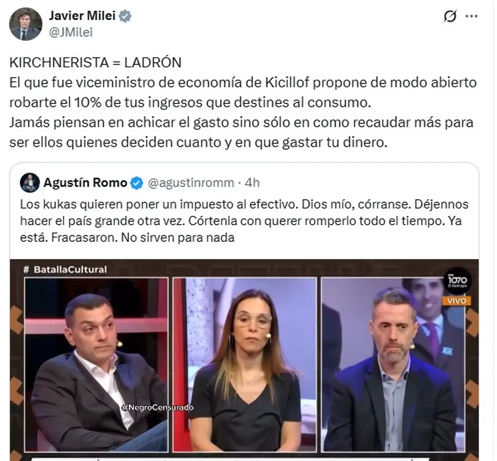 El mensaje de Javier Milei contra Álvarez Agis