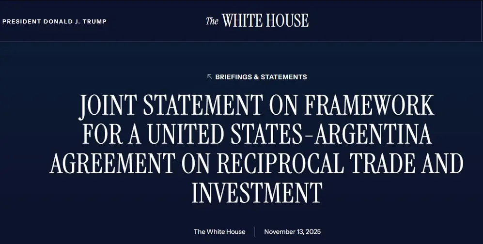 Así anunció la Casa Blanca el acuerdo comercial entre Argentina y Estados Unidos