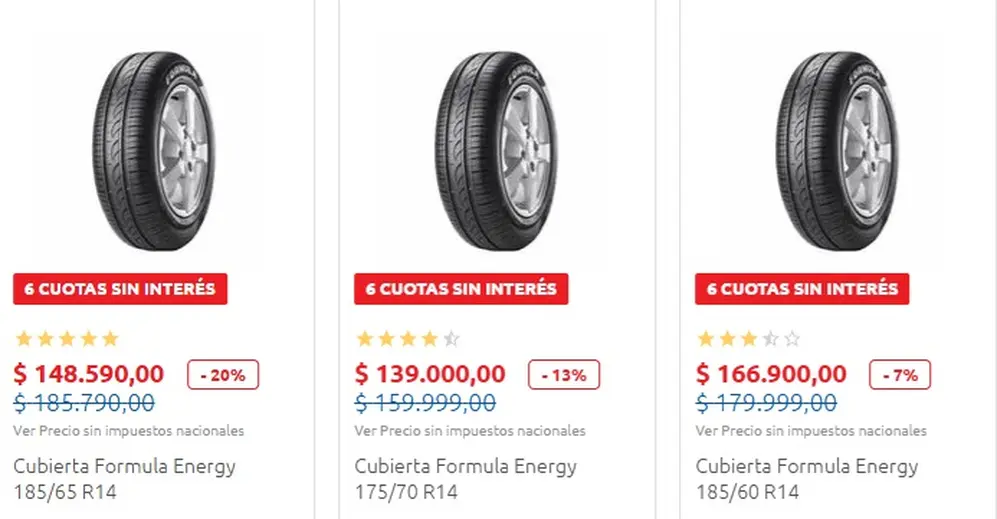 Los neumáticos en Carrefour se pueden adquirir en hasta 6 cuotas sin interés