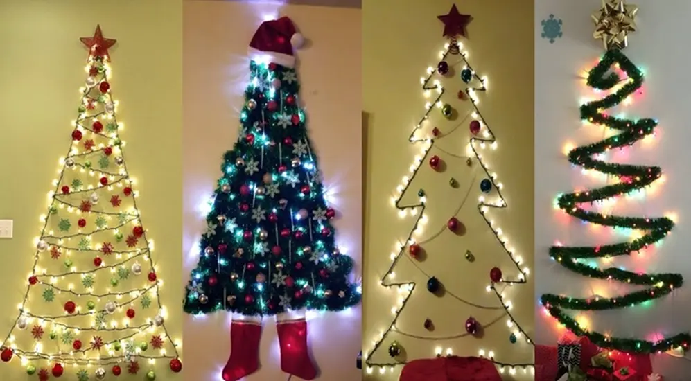 Arbolitos de Navidad de pared, estéticos y económicos.