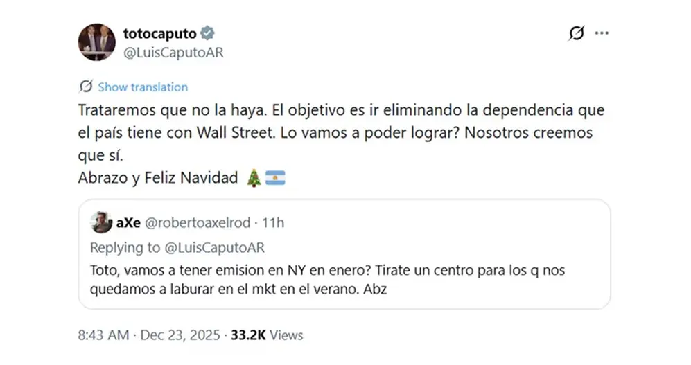 Caputo habló del pago de deuda de enero: 