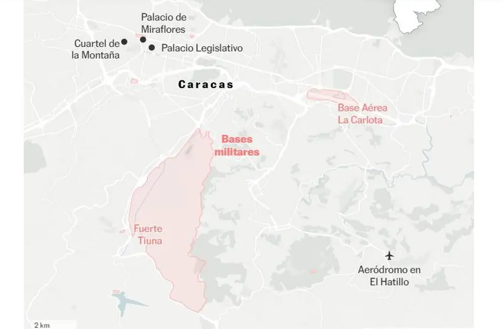 Mapa del área atacada por las  fuerzas de EE.UU.