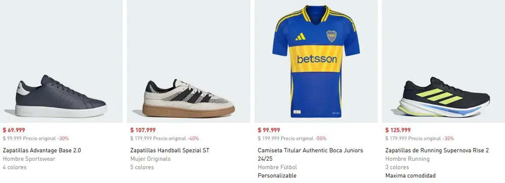 Zapatillas y camisetas de Boca y de River, entre las ofertas en el outlet de Adidas