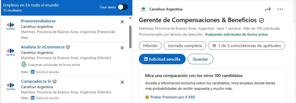 Carrefour busca empleados en su página de LinkedIn