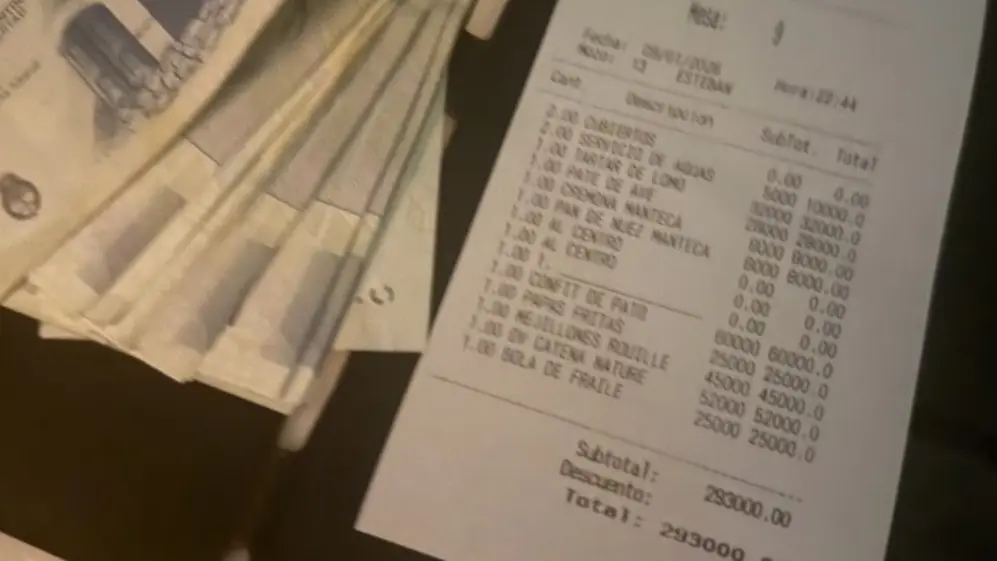 La cuenta de la polémica, con un costo total de $293.000