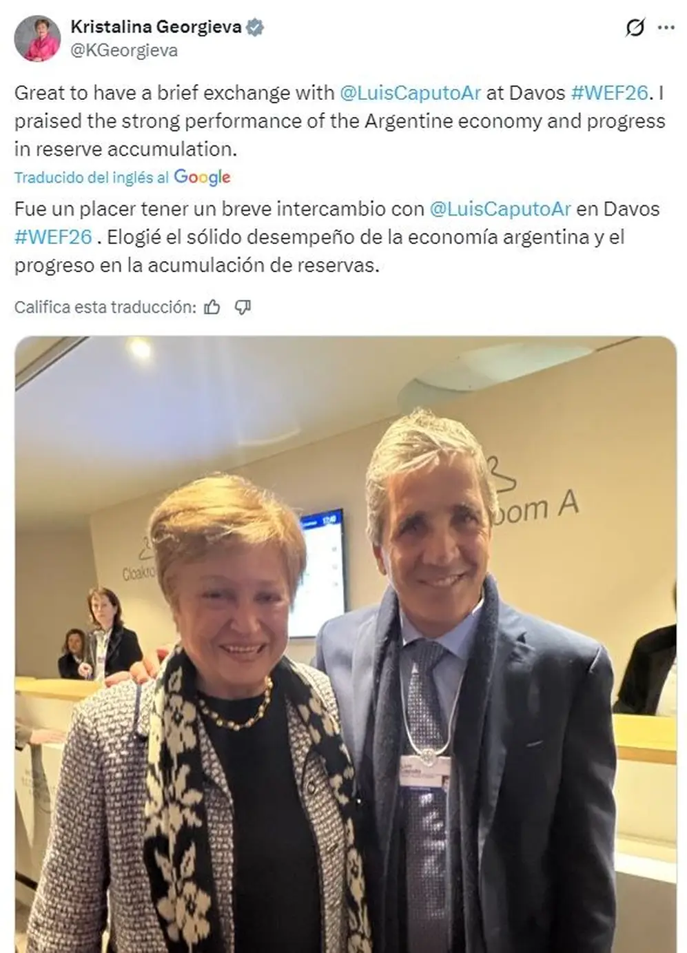 El mensaje que compartió la titular del FMI