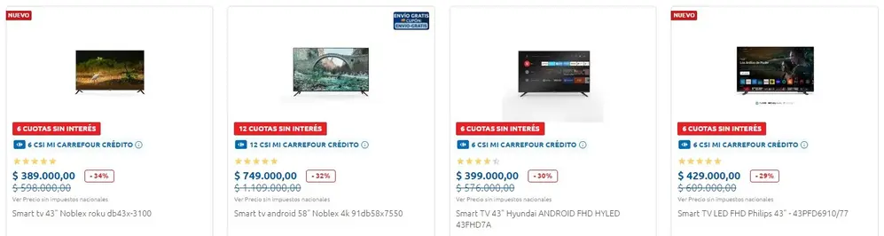 Carrefour ofrece Smart TV con descuentos de hasta 30% y 12 cuotas