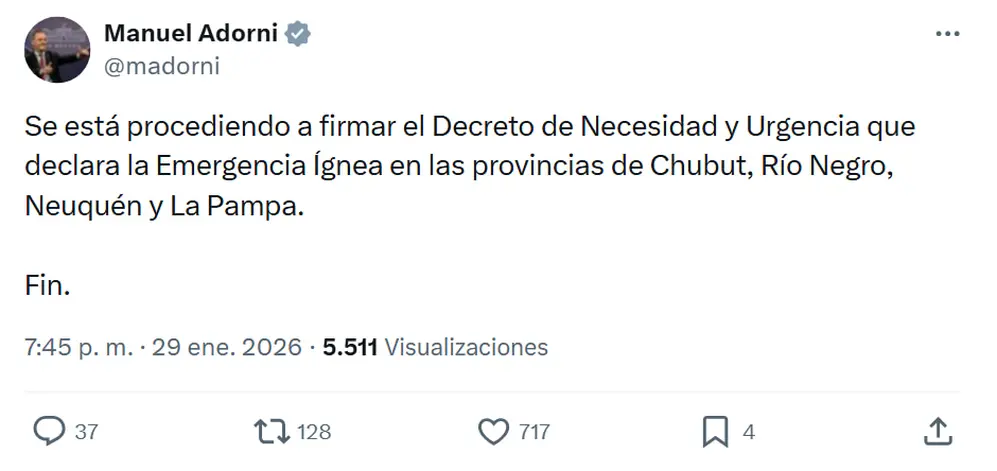 El anuncio de Manuel Adorni.